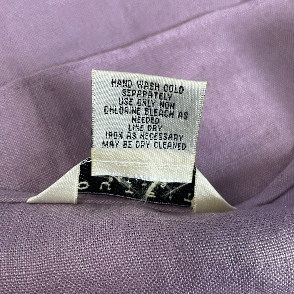 Vintage Shift Dress Size Medium Petite MP Purple Linen Embroidered Sleeveless - Picture 11 of 14